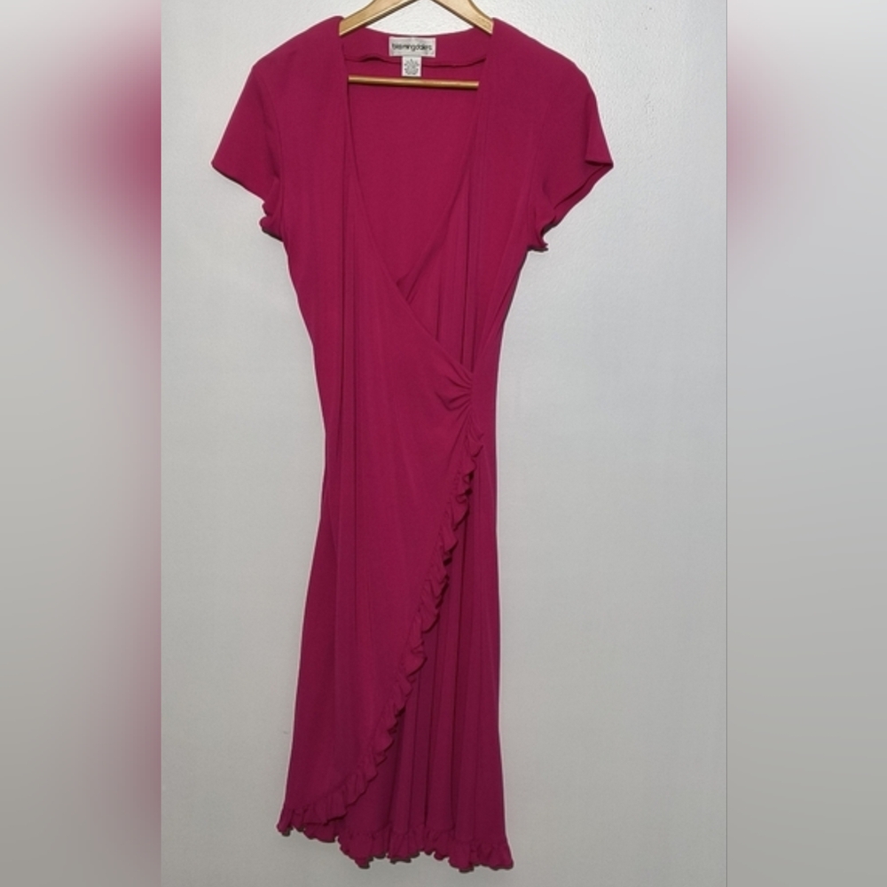 ๐ฅ Bloomingdale's Elegant Magenta Wrap Dress Size L
